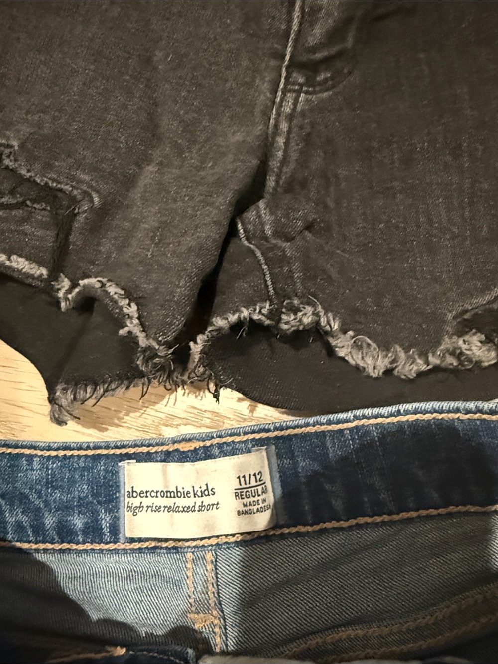 abercrombie kids Black and Blue Distressed Denim Shorts Duo - Picture 3 of 4